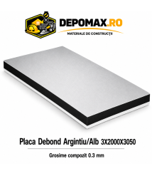 Placa BOND argintiu/alb 3mm, 2000x3050mm, aluminiu 0.3mm